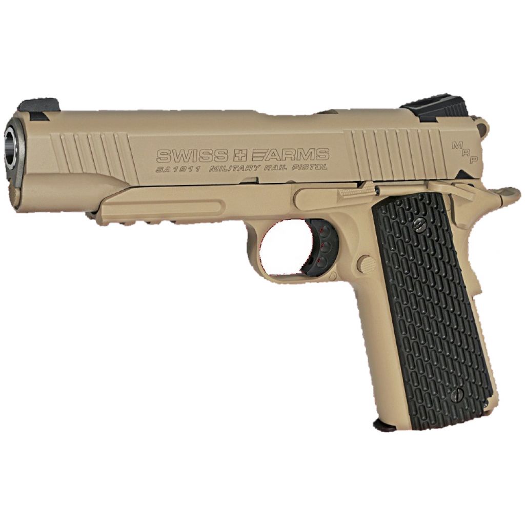 Swiss Arms 1911 Military 4.5mm/.177 Co2 Blowback Pistol (Metal – Tan – Cybergun – 288507)