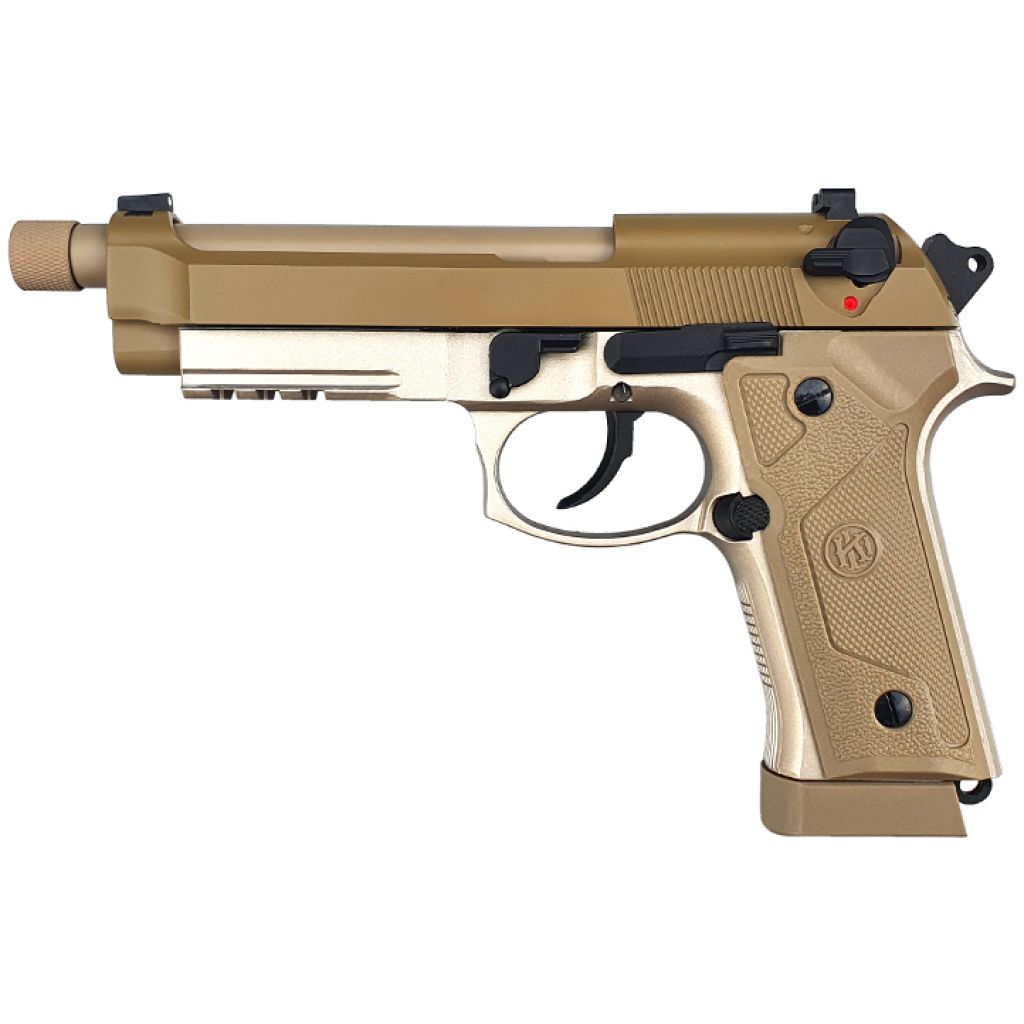 KLI M92 Co2 Blowback Pistol with Compensator and Rail (4.5mm/.177 – Tan)