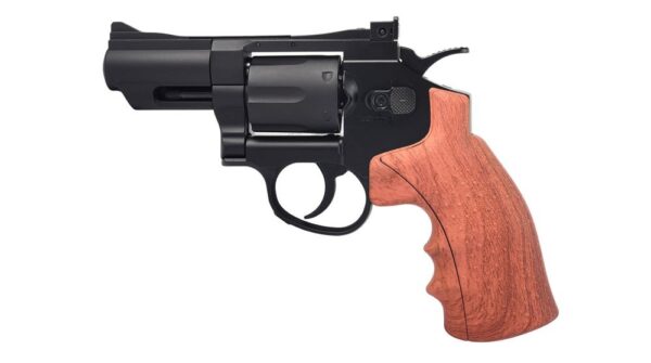 Huntex 2.5″ Co2 Revolver (4.5mm/.177 BB – Black – Faux Wood Grip)