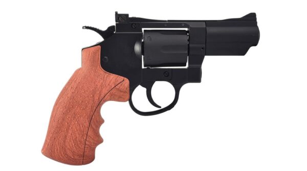 Huntex 2.5″ Co2 Revolver (4.5mm/.177 BB – Black – Faux Wood Grip)